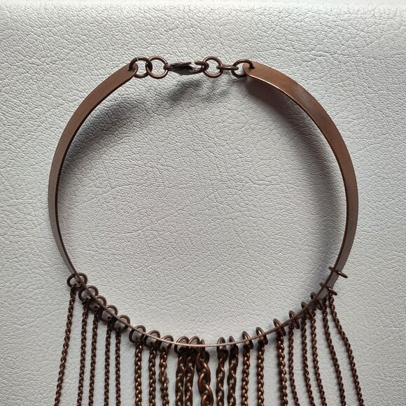 Vintage copper fringe choker necklace - Picture 4 of 4